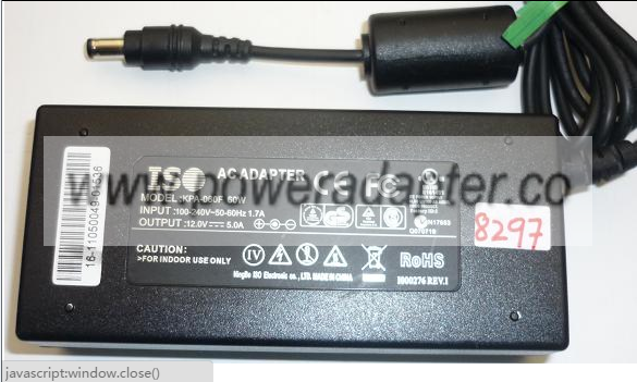 ISO KPA-060F 60W AC ADAPTER 12VDC 5A USED -(+) 2.1x5.5mm ROUND B